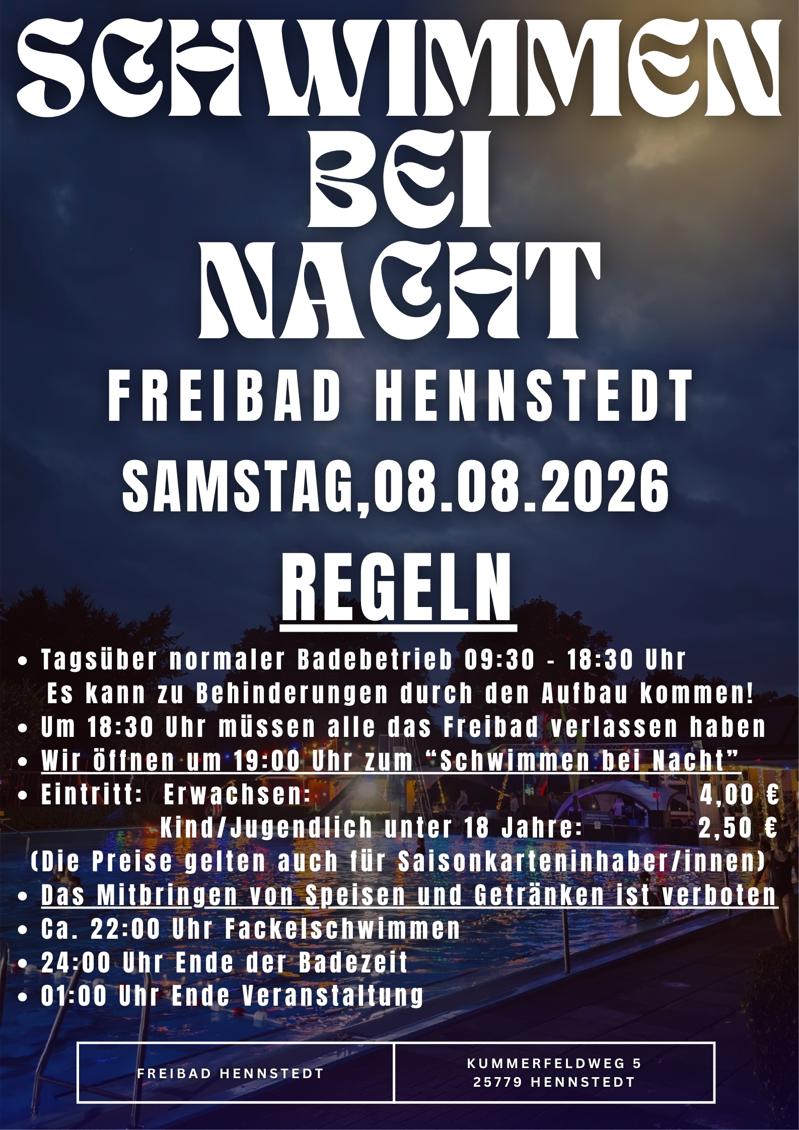 Regeln Schwimmen bei Nacht